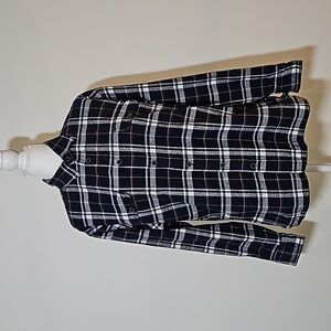 Jachs Shirt Button Down Longsleeve Flannel Tartan Plaid Heavyweight Blue Brown L
